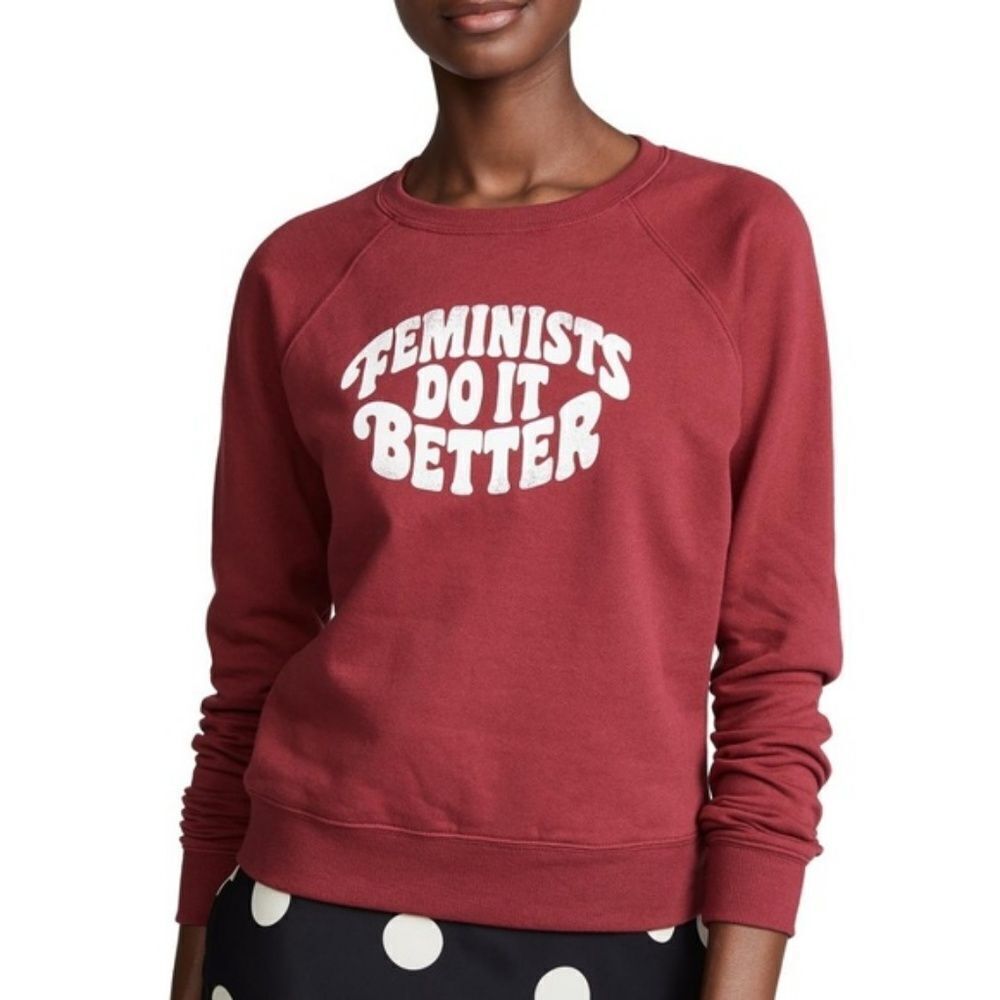 Rebecca Minkoff Feminists Do It Better Sweatshirt Top Red Pullover XXS
